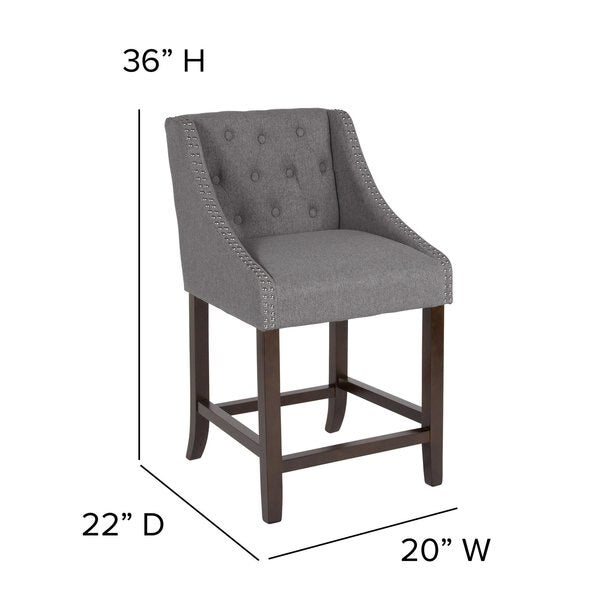 Gray Fabric/Wood Stool, 24