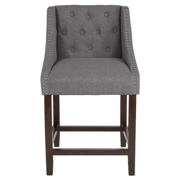 Gray Fabric/Wood Stool, 24