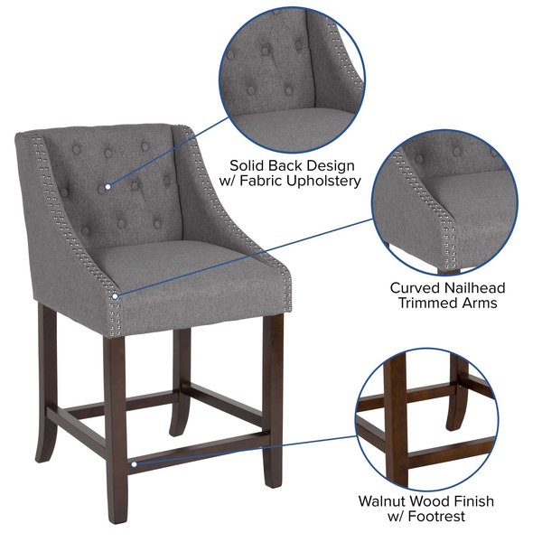 Gray Fabric/Wood Stool, 24