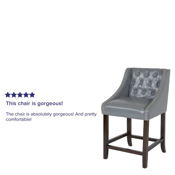Gray Leather/Wood Stool, 24