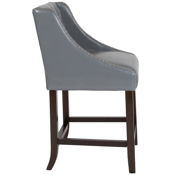 Gray Leather/Wood Stool, 24