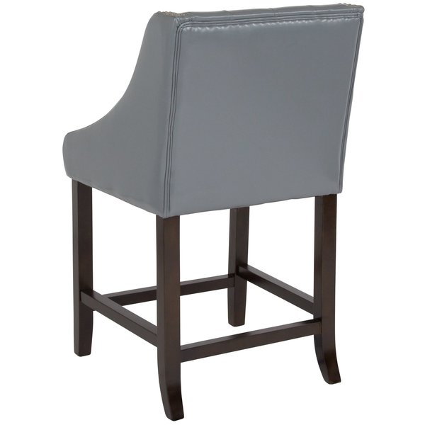 Gray Leather/Wood Stool, 24