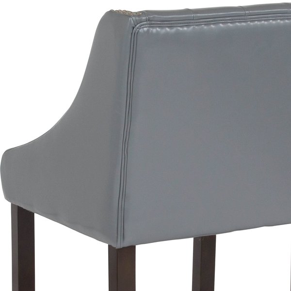 Gray Leather/Wood Stool, 24