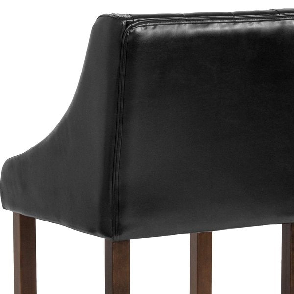 Stool, Leather/Wood, Carmel Black, 30