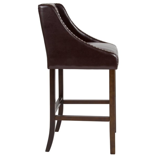 Carmel Series Brwn Leathr/Wood Stool, 30
