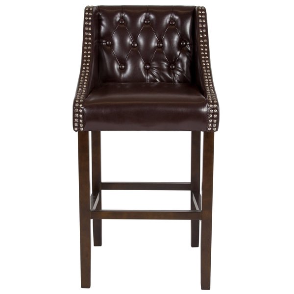 Carmel Series Brwn Leathr/Wood Stool, 30