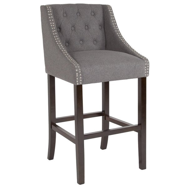 Gray Fabric/Wood Stool, 30