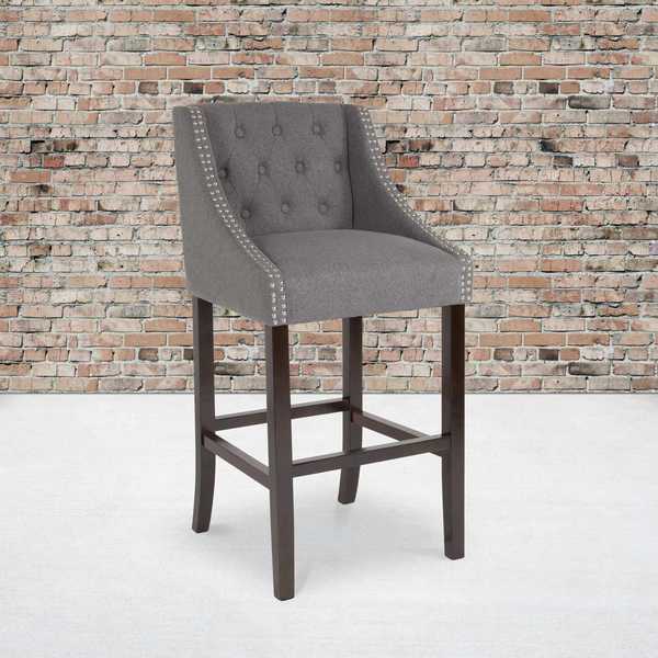 Gray Fabric/Wood Stool, 30