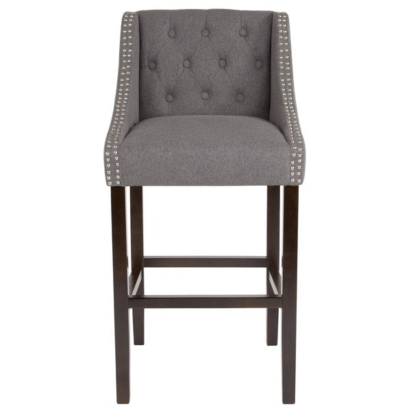 Gray Fabric/Wood Stool, 30