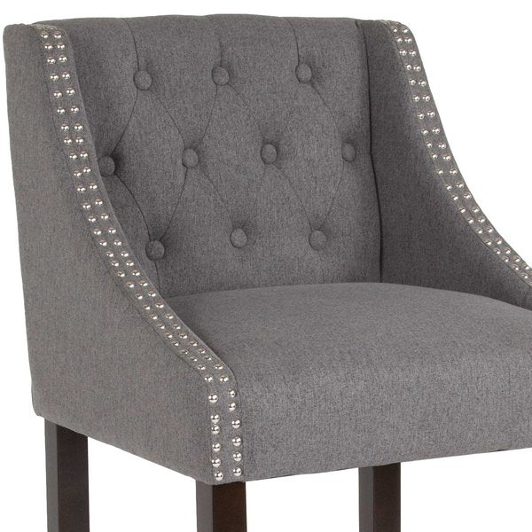 Gray Fabric/Wood Stool, 30