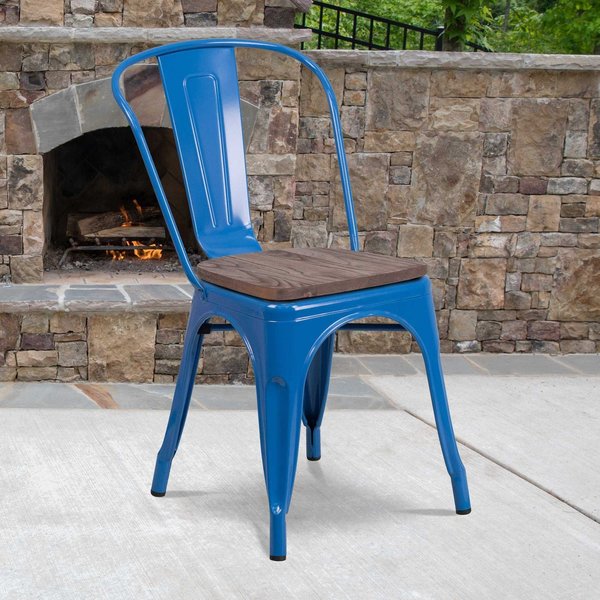 Metal Stack Chair, Blue