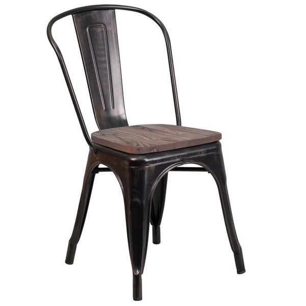 Antique Gold Metal Chair, Black