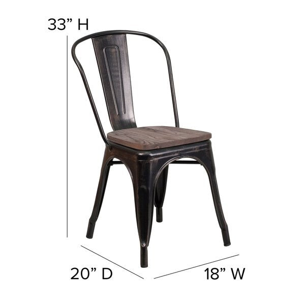Antique Gold Metal Chair, Black