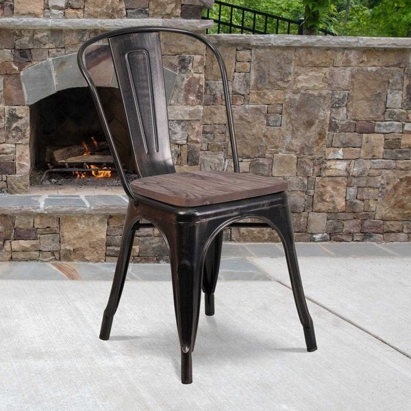 Antique Gold Metal Chair, Black