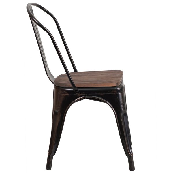 Antique Gold Metal Chair, Black