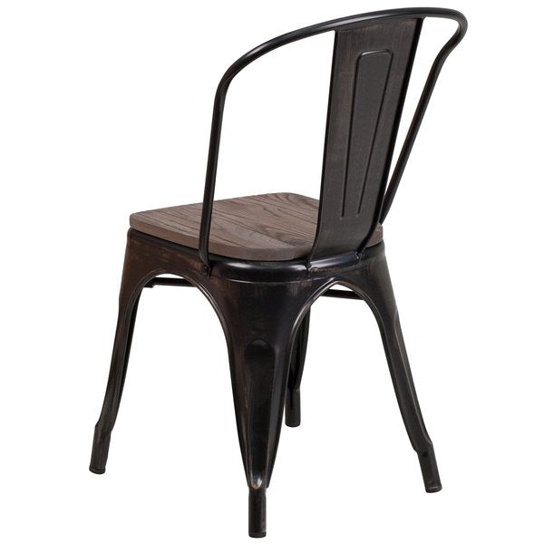 Antique Gold Metal Chair, Black