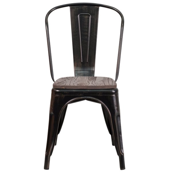 Antique Gold Metal Chair, Black