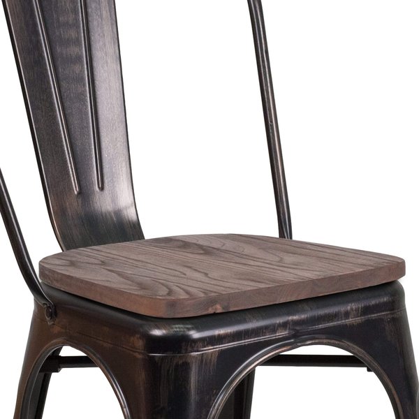 Antique Gold Metal Chair, Black