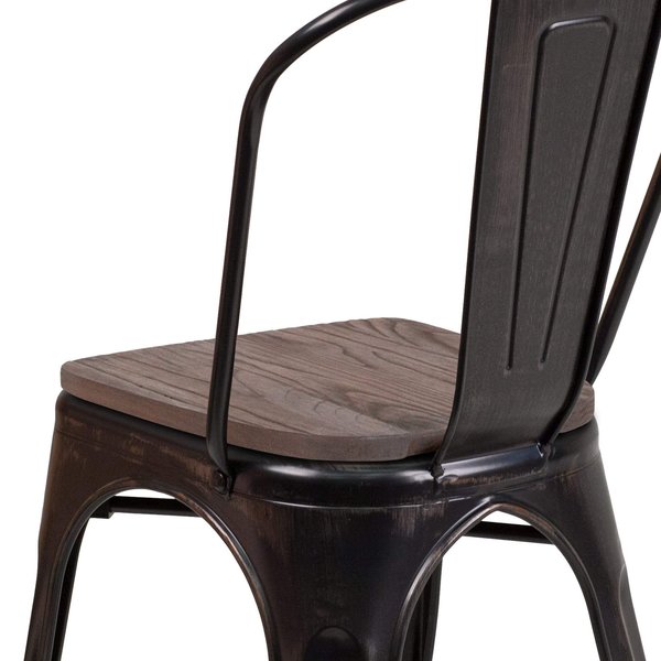 Antique Gold Metal Chair, Black