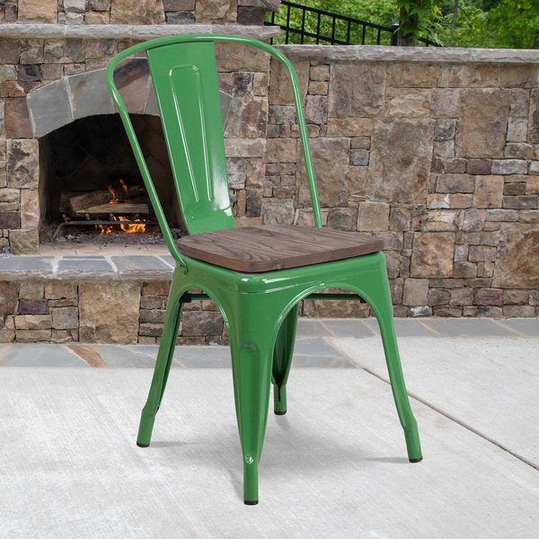 Metal Stack Chair, Green