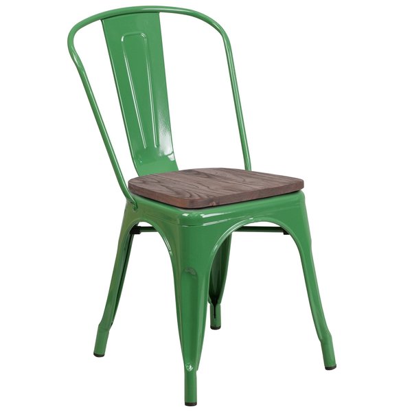 Metal Stack Chair, Green