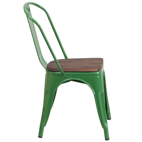 Metal Stack Chair, Green