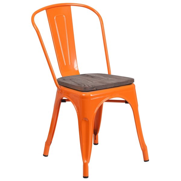 Metal Stack Chair, Orange