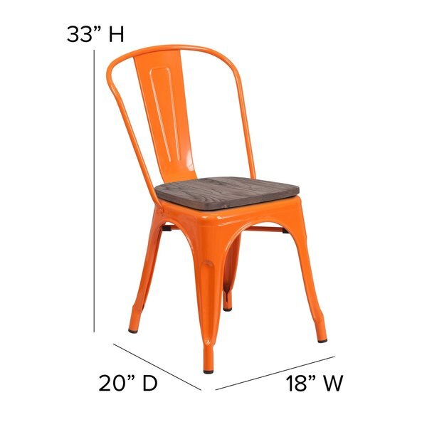 Metal Stack Chair, Orange