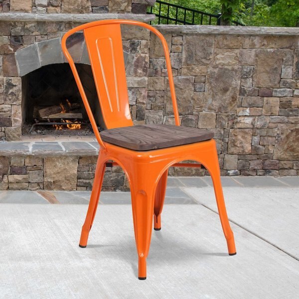Metal Stack Chair, Orange