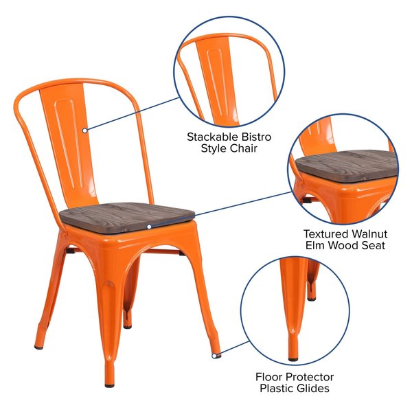 Metal Stack Chair, Orange