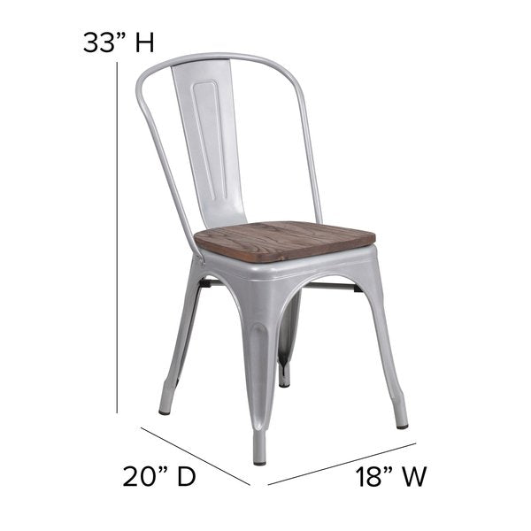 Silver Metal Stack Chair