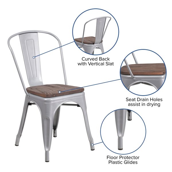 Silver Metal Stack Chair