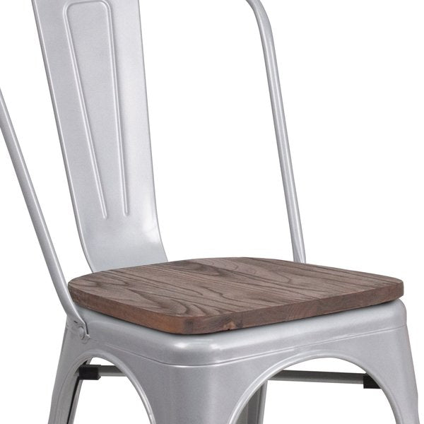 Silver Metal Stack Chair