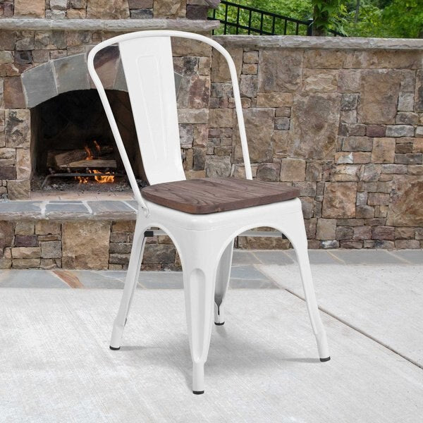 White Metal Stack Chair