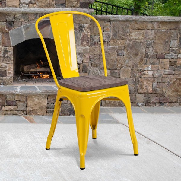 Metal Stack Chair, Yellow