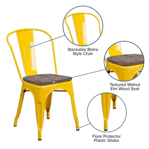 Metal Stack Chair, Yellow