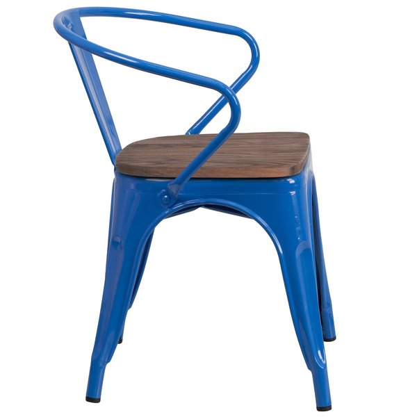 Metal Chair with Arms, Blue
