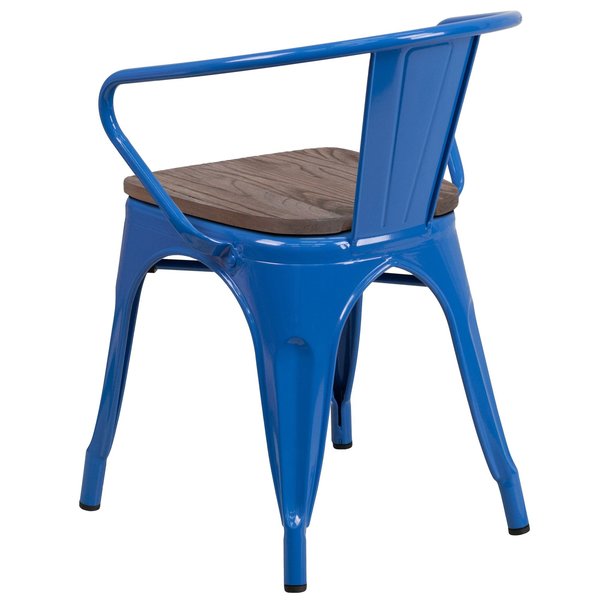 Metal Chair with Arms, Blue