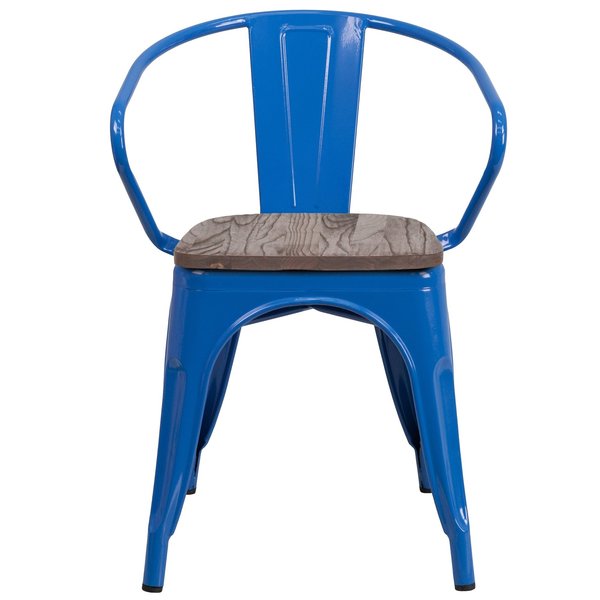 Metal Chair with Arms, Blue