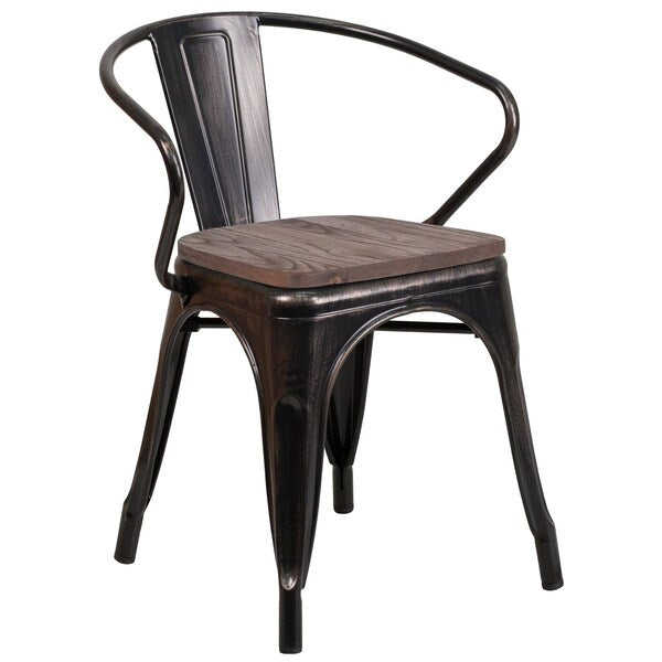 Black Metal Chair with Arms