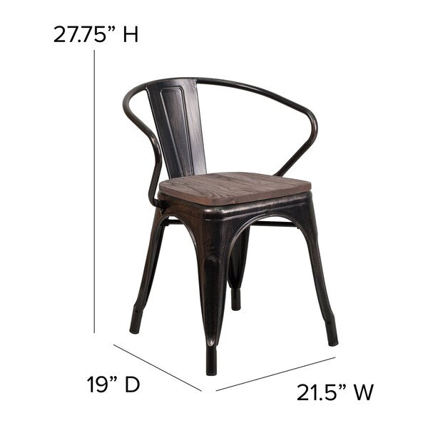 Black Metal Chair with Arms