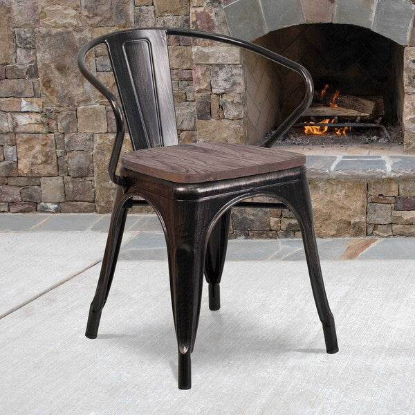 Black Metal Chair with Arms