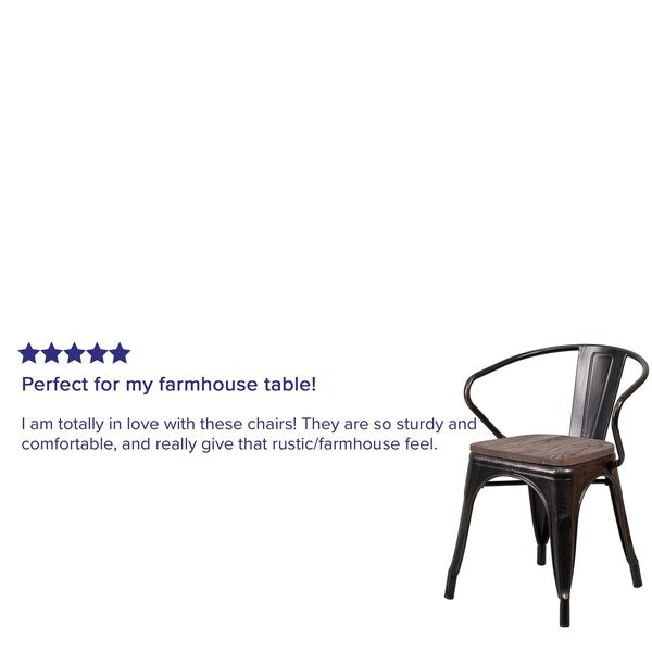 Black Metal Chair with Arms
