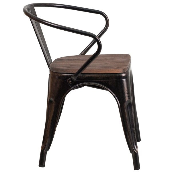 Black Metal Chair with Arms