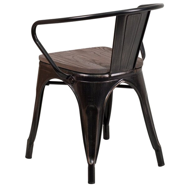 Black Metal Chair with Arms