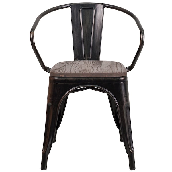Black Metal Chair with Arms