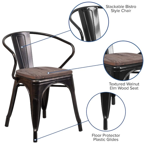 Black Metal Chair with Arms