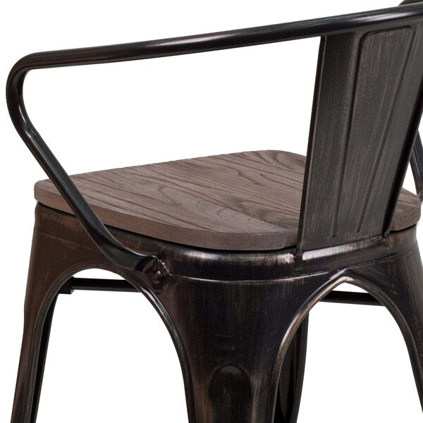 Black Metal Chair with Arms