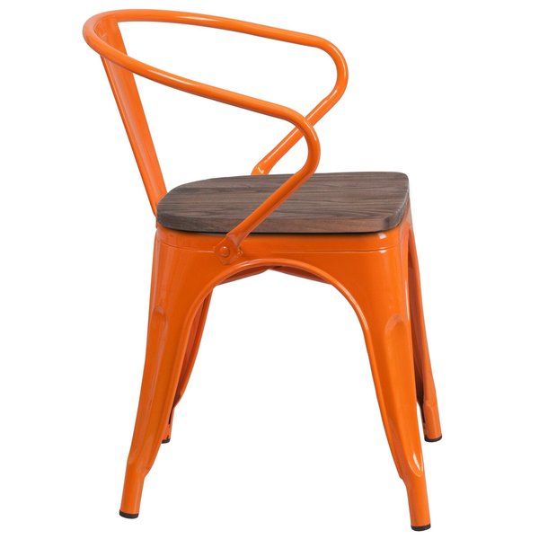 Metal Chair with Arms, Orange