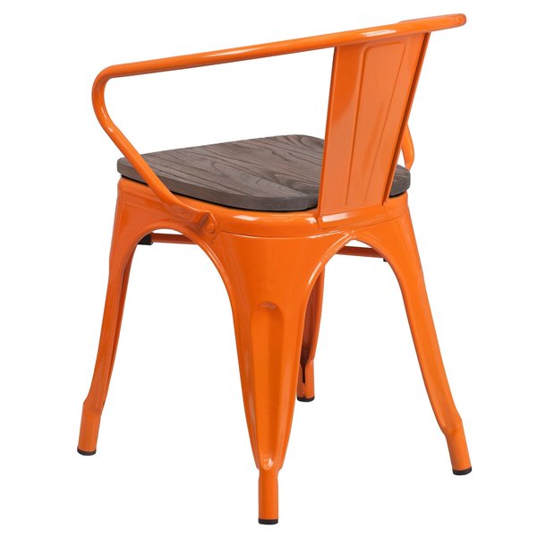 Metal Chair with Arms, Orange